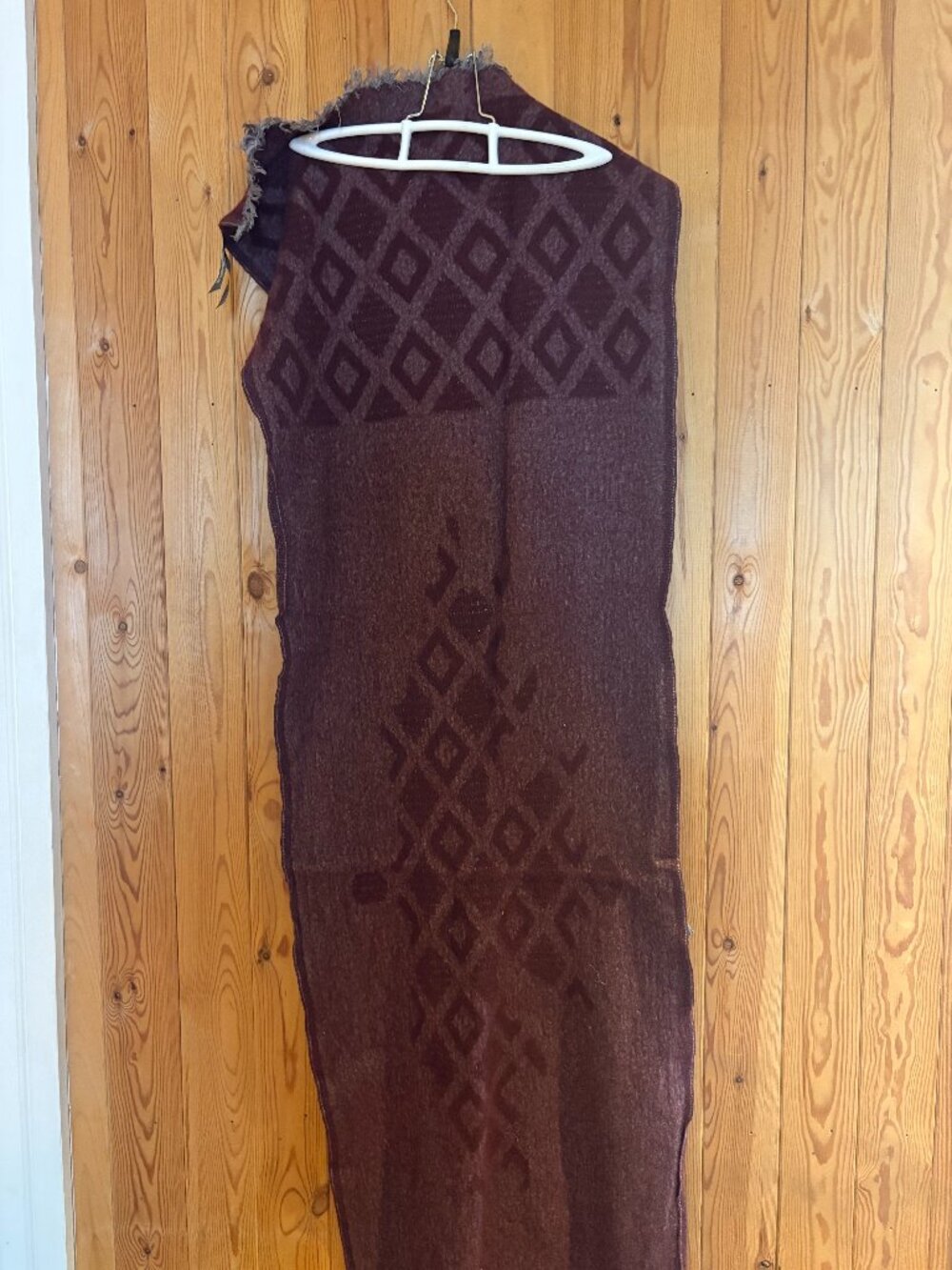 Roots Rectangle Burgundy and Mauve Geometric Scarf